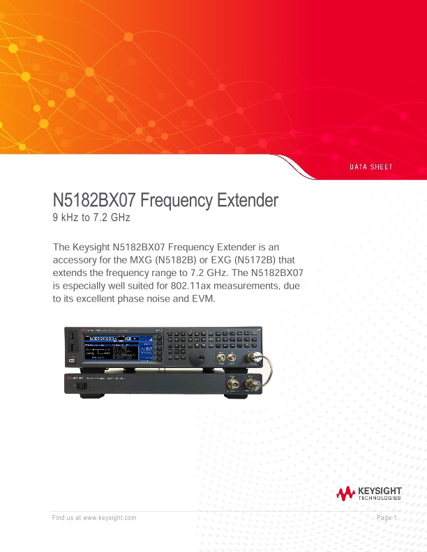 N5182BX07 Frequency Extender 9 kHz to 7.2 GHz PDF Asset Page Keysight